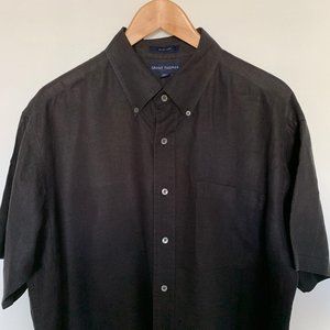 Grant Thomas Black Linen Short Sleeve